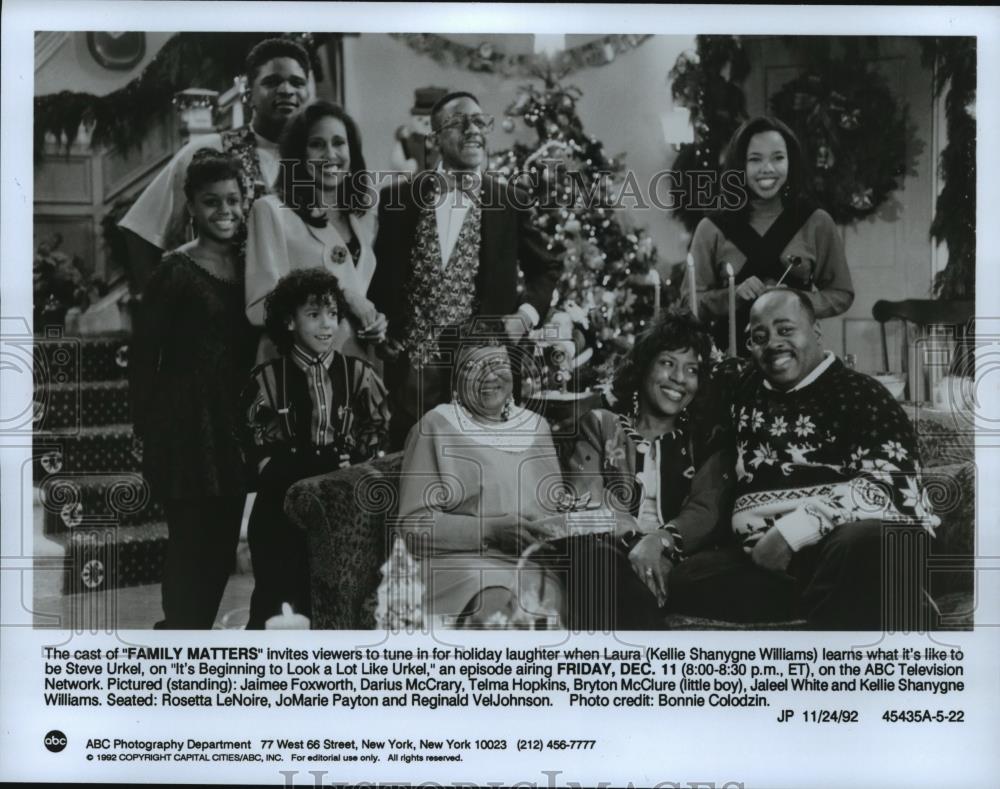 1992 Press Photo Kellie Williams, Jaleel White and the cast of Family - Historic Images