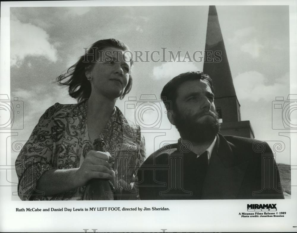 1989 Press Photo Ruth McCabe and Daniel Day Lewis star in My Left Foot. - Historic Images