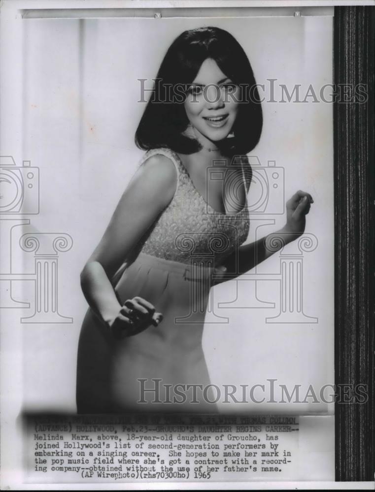 1965 Press Photo Melinda Marx, daughter of Groucho Marx, begins singing career - Historic Images