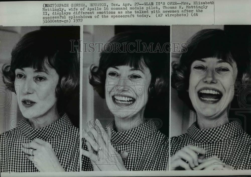 1972 Press Photo Mrs. Mattingly, wife of Astronaut Thomas Mattingly, smiles - Historic Images