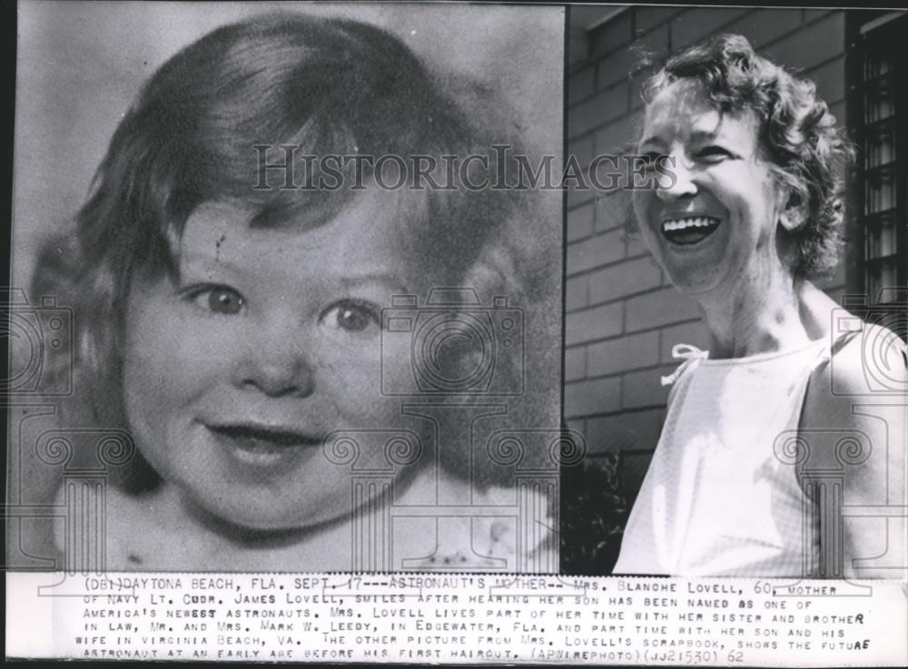 1962 Press Photo Mrs. Blanche Lovell, mother of Navy Lt. Cmdr. James Lovell - Historic Images