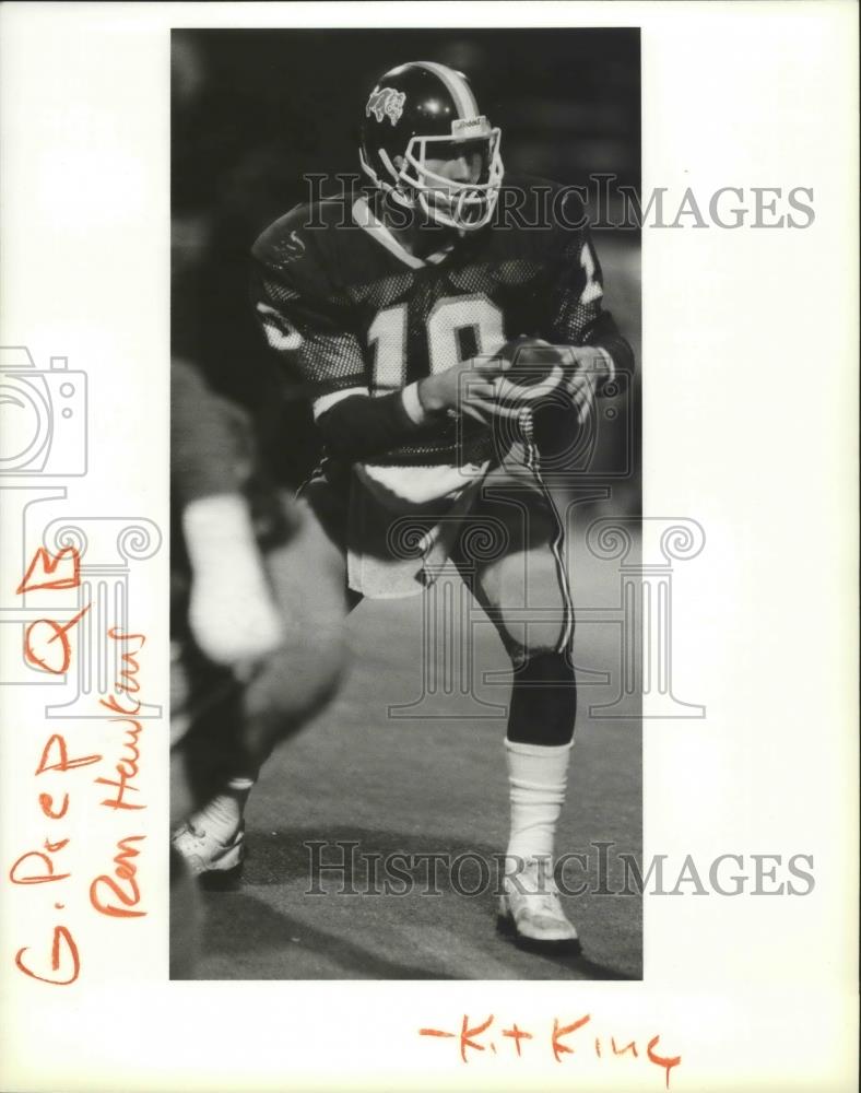 1986 Press Photo Gonzaga Prep quarterback, Ron Hawkins, during a game - sps05295 - Historic Images