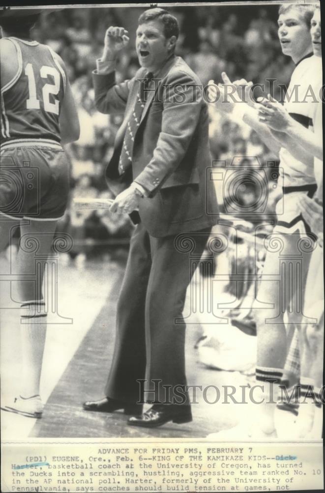 1975 Press Photo University of Oregon basketball head coach, Dick Harter - Historic Images