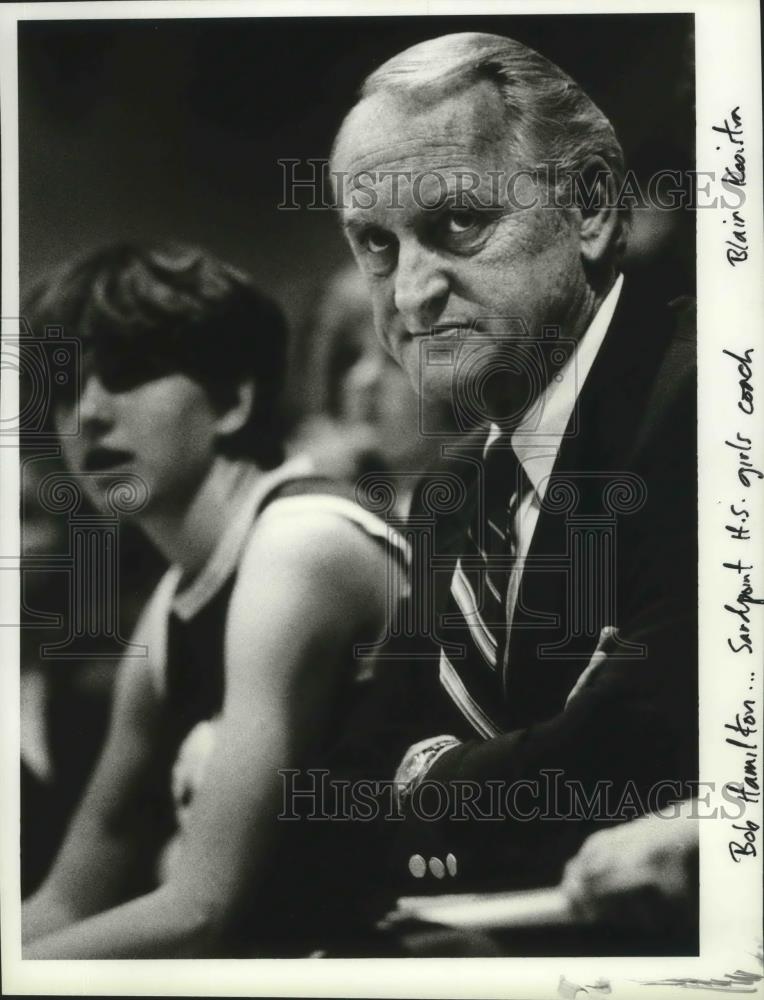 1985 Press Photo Sandpoint H.S. Girls basketball coach, Bob Hamilton - sps05532 - Historic Images