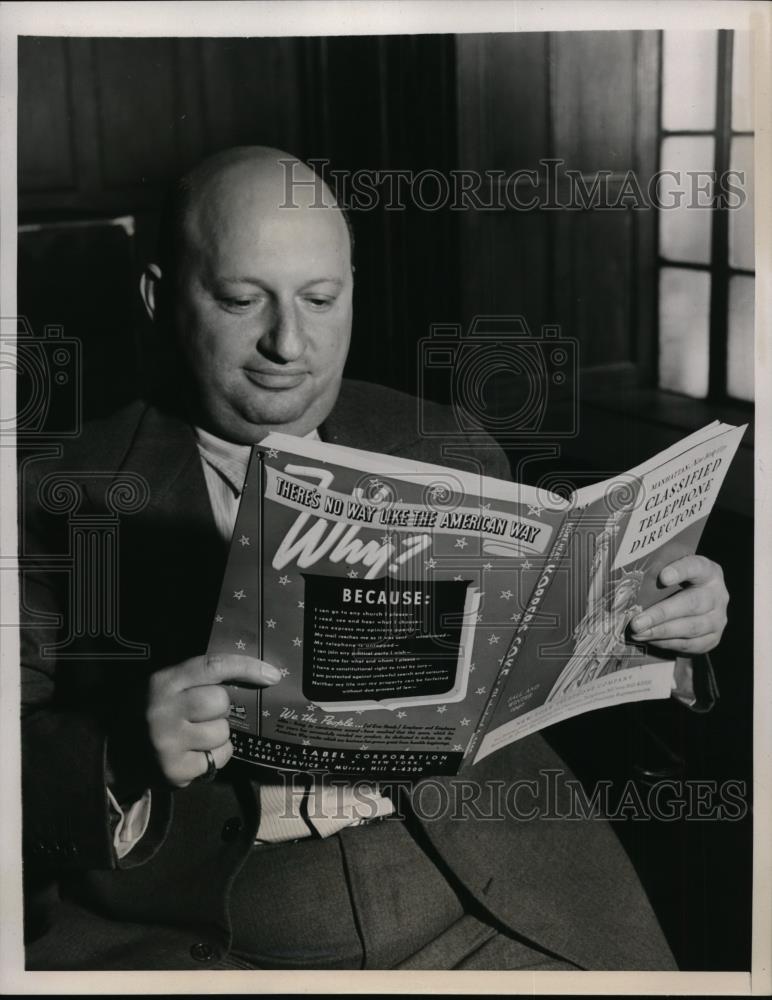 1940 Press Photo New York Sidney Holaender Believes in American Way NYC - Historic Images