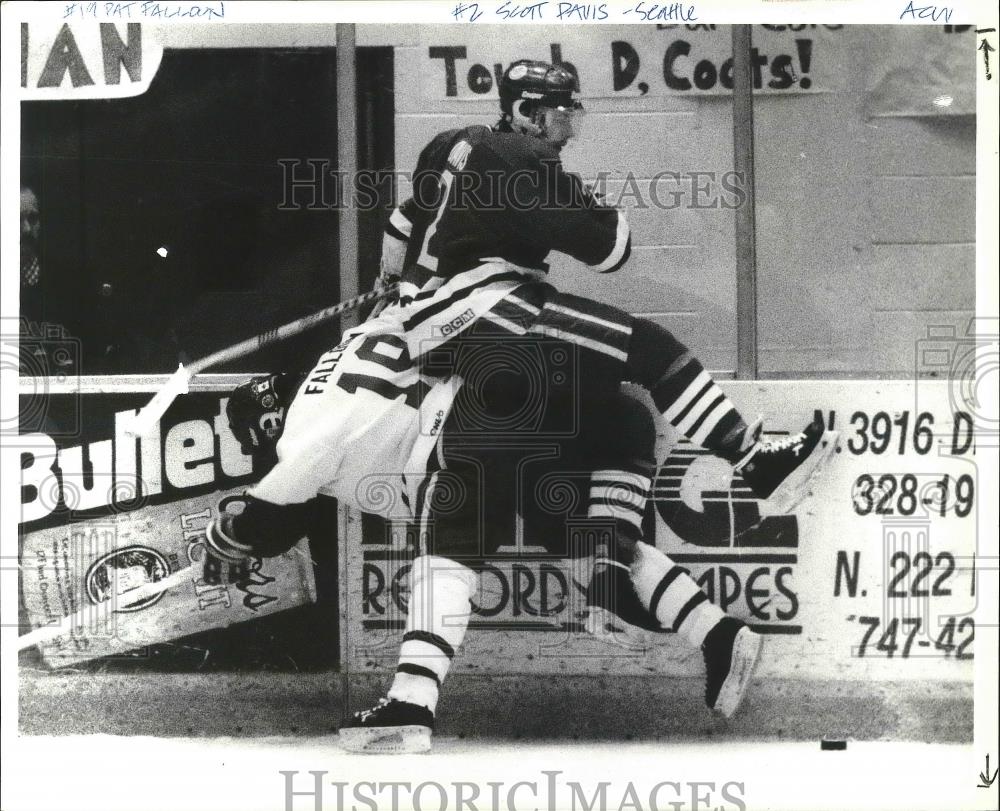 1991 Press Photo Hockey players Scott Davis and Pat Falloon - sps05907 - Historic Images