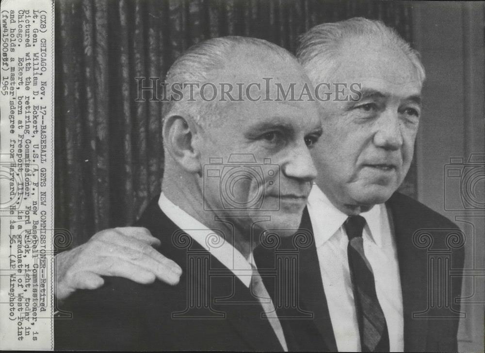 1965 Press Photo Baseball commissioners, William D. Eckert &amp; Ford Frick, Chicago - Historic Images