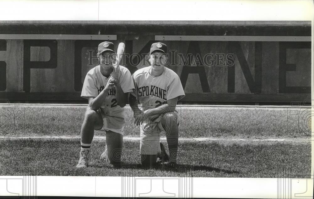 1988 Press Photo Spokane baseball players, Chris Bugni and Dave Densley - Historic Images