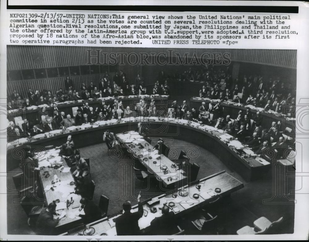 1957 Press Photo NEW YORK VIEW OF U.N. MAIN POLITICAL COMMITTEE NYC - neny18350 - Historic Images