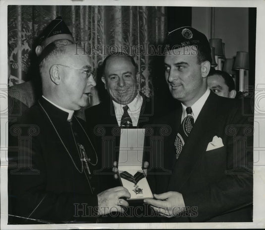 1948 Press Photo New York Francis Cardinal Spellmaan & Victor Faine in NYC - Historic Images