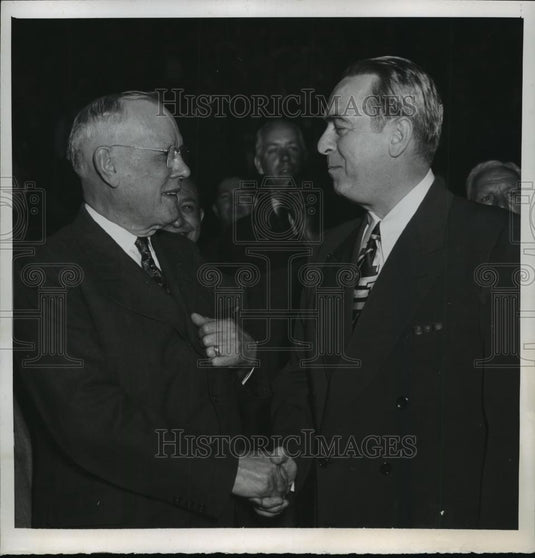 1947 Press Photo New York William Green, William O' Dwyer Veto Taft-Hartley NYC - Historic Images