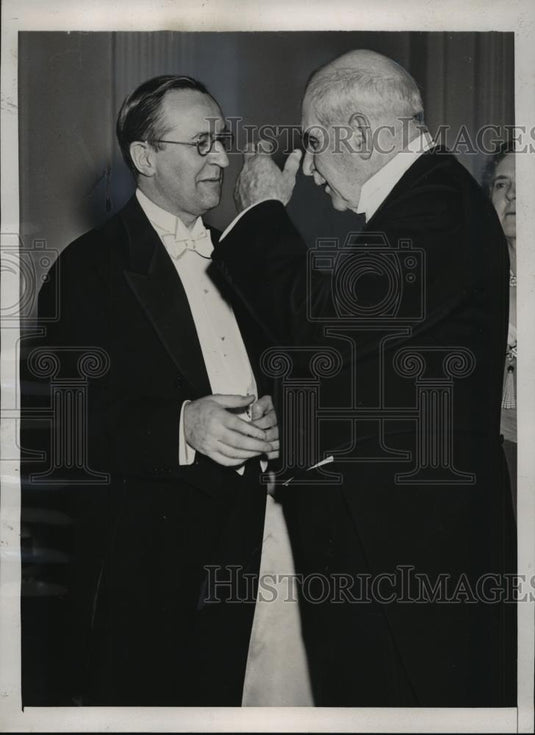 1940 Press Photo NEW YORK MORGAN & LOTHIAN MEET AT ENGLISH SPEAKING DINNER NYC - Historic Images