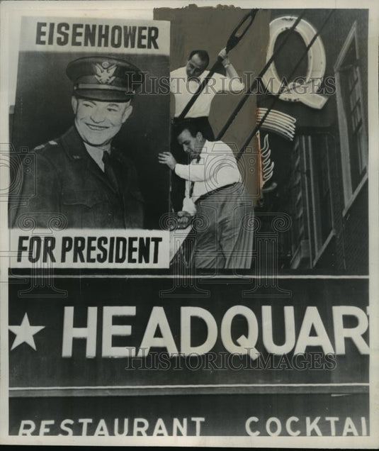 1947 Press Photo New York Dwight Eisenhower for President Support Sign NYC - Historic Images