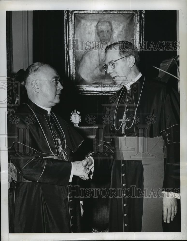 1948 Press Photo New York Francis Cardinal Spellman & Co Archbishop in NYC - Historic Images