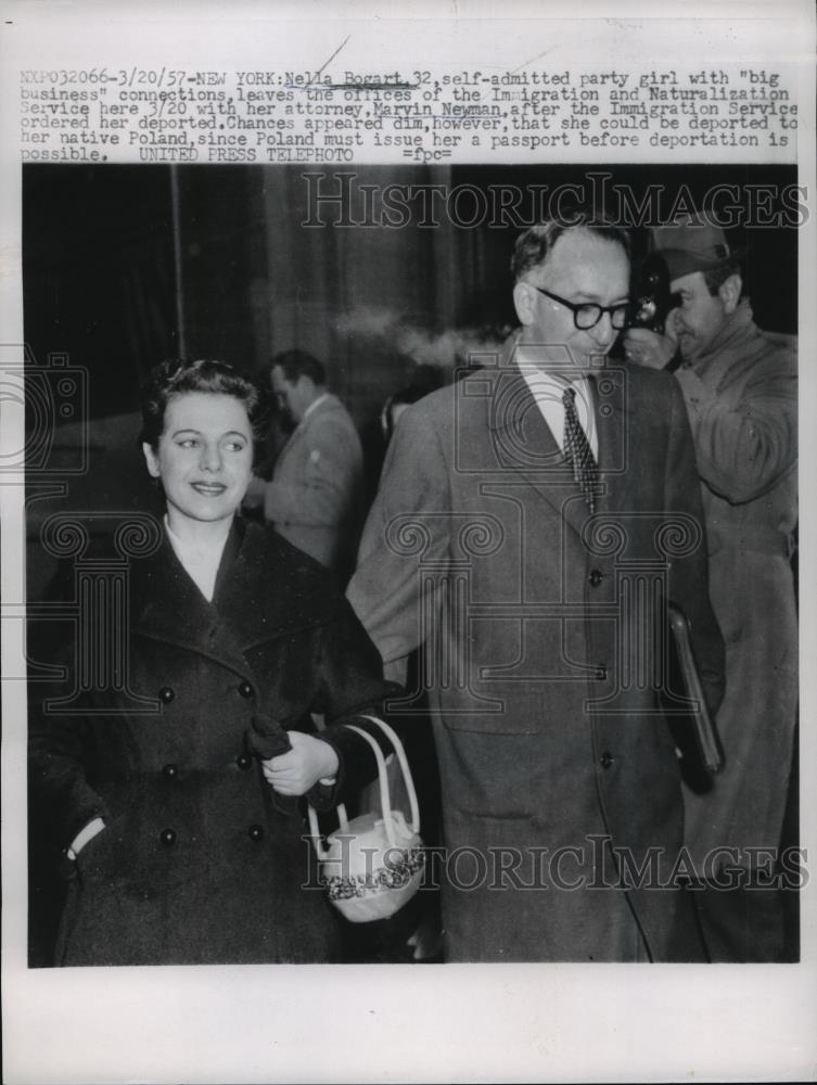 1957 Press Photo New York Nells Bogart with Attorney after Ordered Deported NYC - Historic Images