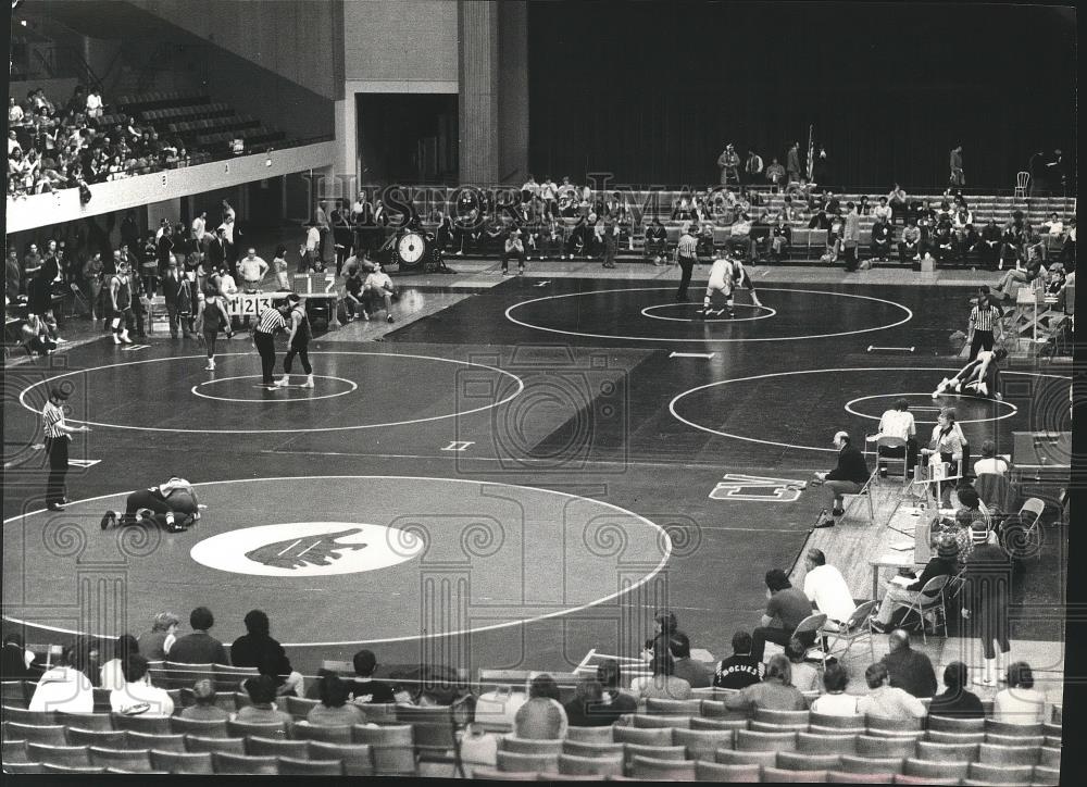 1974 Press Photo Wrestlers in action at the Spokane Coliseum - sps05912 - Historic Images