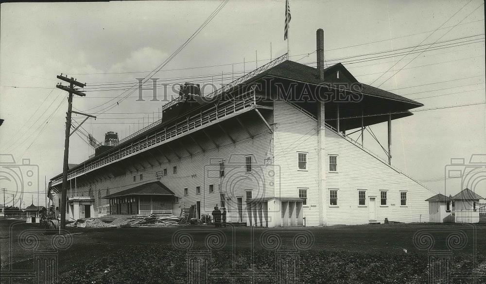 Press Photo Grandstand construction in progress - sps05832 - Historic Images