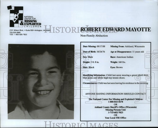 1993 Press Photo Missing Poster for Child Robert Edward Mayotte - mja65065 - Historic Images