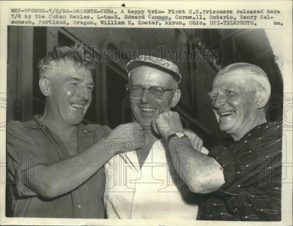 1958 Press Photo First U.S Prisoners released by the Cuban Rebels  - nef68066 - Historic Images