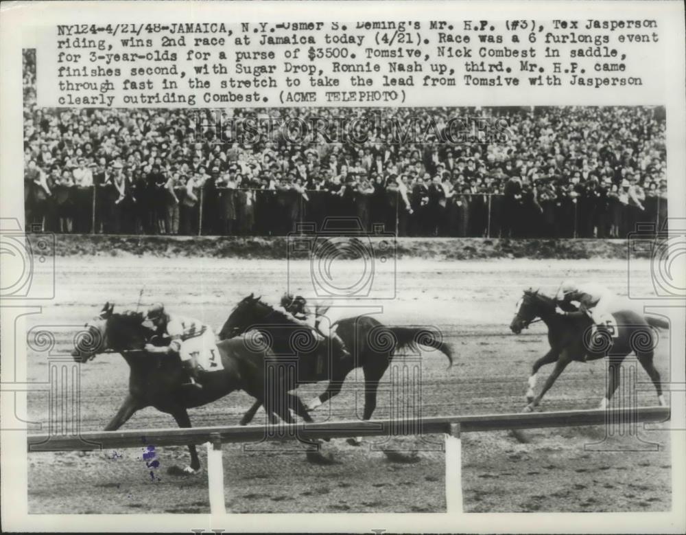 1948 Press Photo Osmer S.Deming&#39;s Mr.H.P won the 2nd race at Jamaica New Yokr - Historic Images