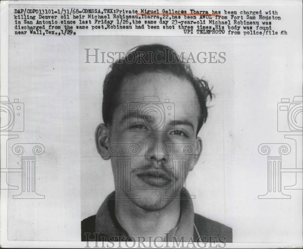 1968 Press Photo Pvt.Miguel Ybarra charged with killing Denver Oil Heir - Historic Images