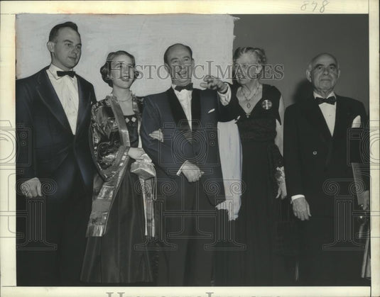 1956 Press Photo Adlai Stevenson & Family w/ Herbert Lehman at Waldorf-Astoria - Historic Images