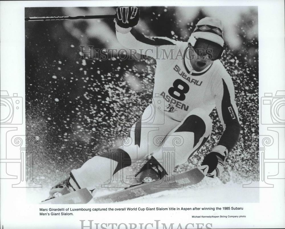 1989 Press Photo Skier Marc Girardelli wins the 1985 Subaru Men&#39;s Giant Slalom - Historic Images