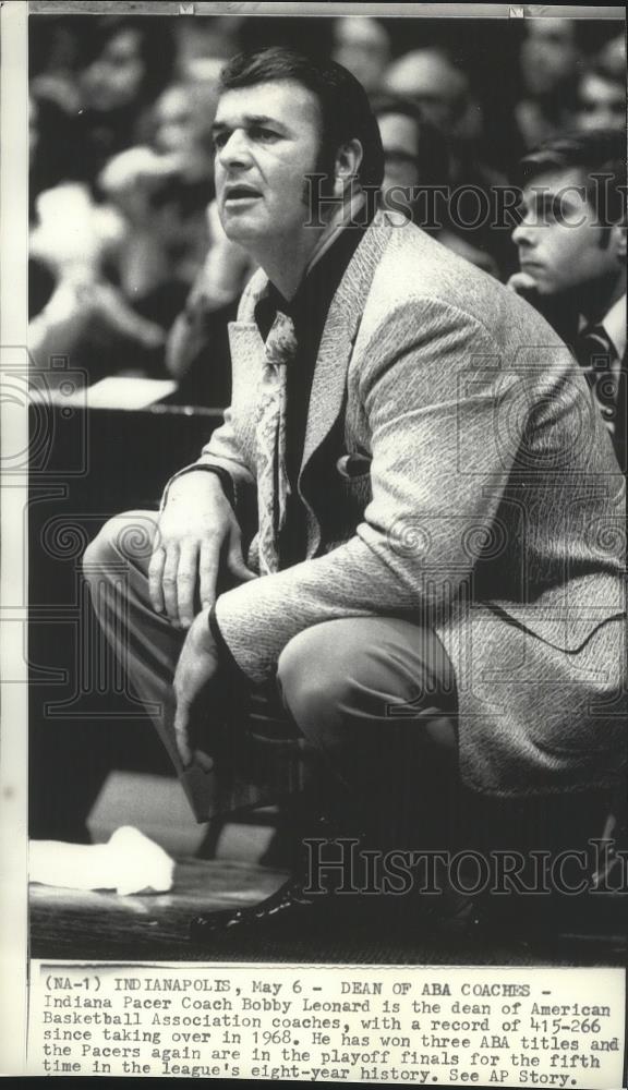 1975 Press Photo Indiana Pacers basketball coach, Bobby Leonard - sps06450 - Historic Images