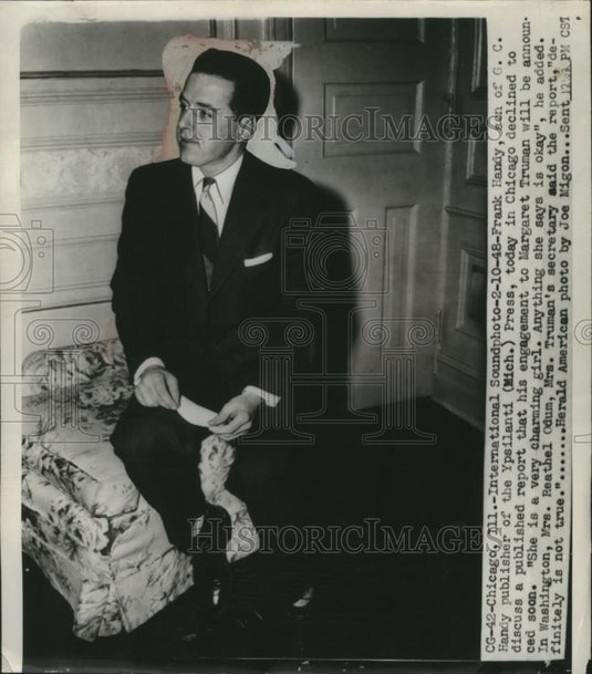 1948 Press Photo Frank Handy, Rumored Engaged to Margaret Truman - neo09044 - Historic Images