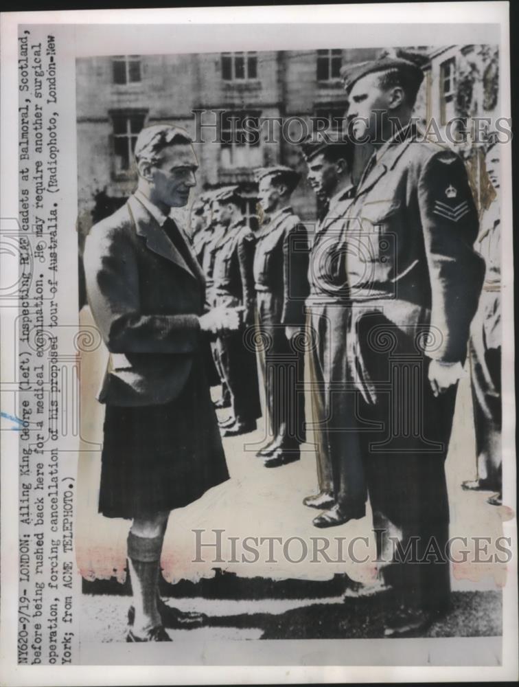 1951 Press Photo King George Inspects RAF Cadets at Balmoral, Scotland - Historic Images