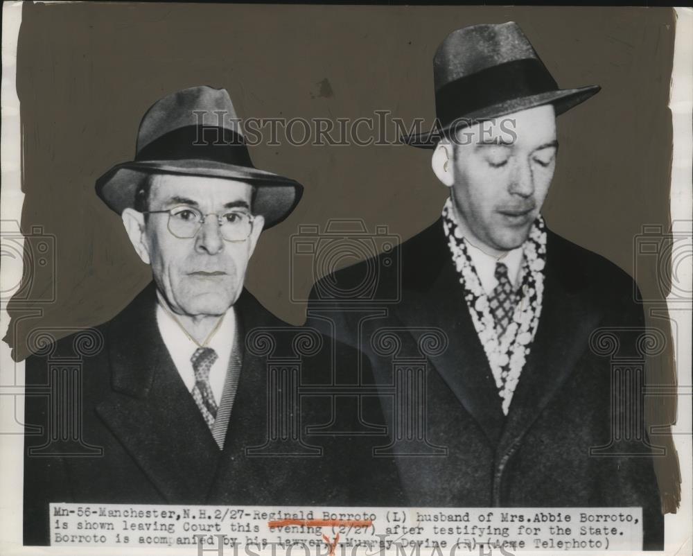 1950 Press Photo Reginald Borroto &amp; atty Murray Devine at Manchester NH court - Historic Images