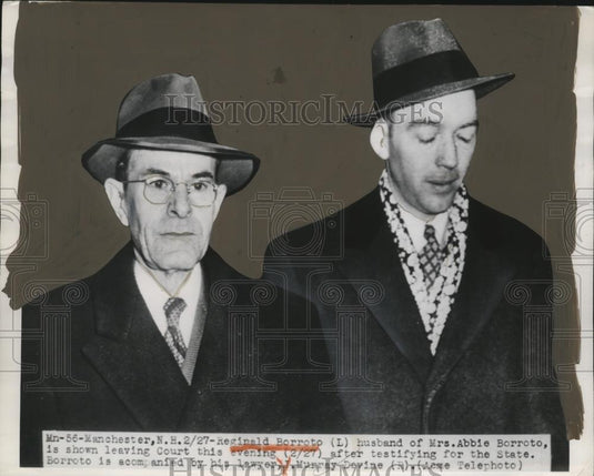 1950 Press Photo Reginald Borroto & atty Murray Devine at Manchester NH court - Historic Images