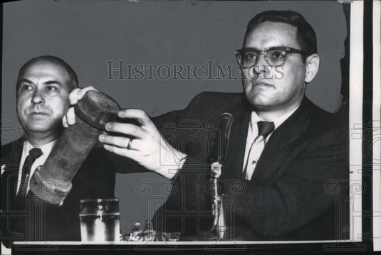 1958 Press Photo Rob McDowell Testifies to Union's Labor Day Bombing of Property - Historic Images