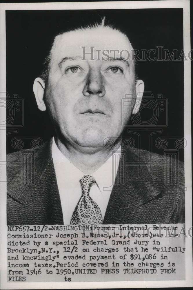 1952 Press Photo Joseph Numan Jr Indicted in Federal Grand Jury for Tax Evasion - Historic Images