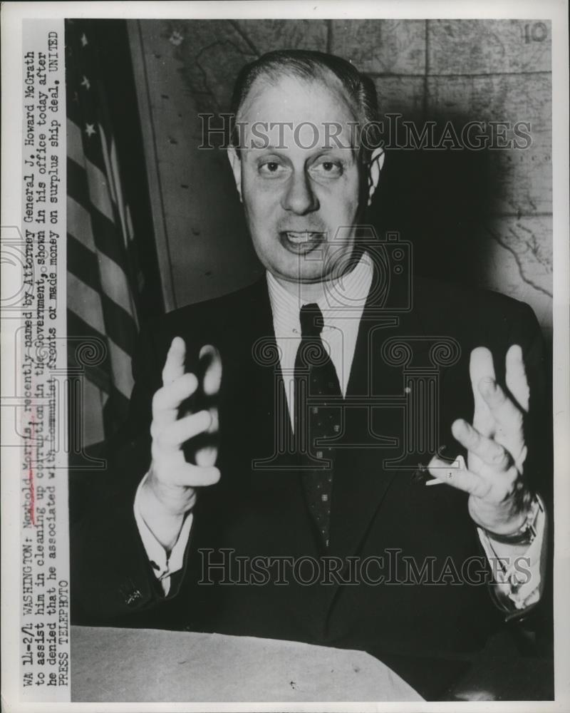 1952 Press Photo Newbold Morris, Named by McGrath to Fight Government Corruption - Historic Images