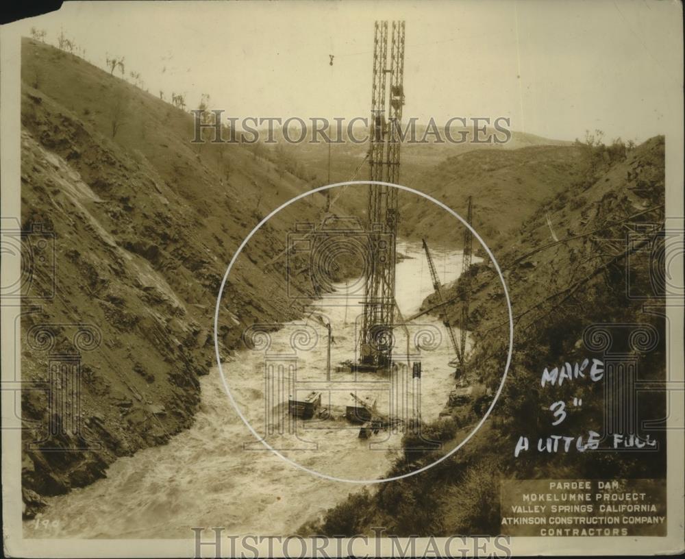 1928 Press Photo Mountain Freshet Damage to Pardee Dam, California - neo18175 - Historic Images