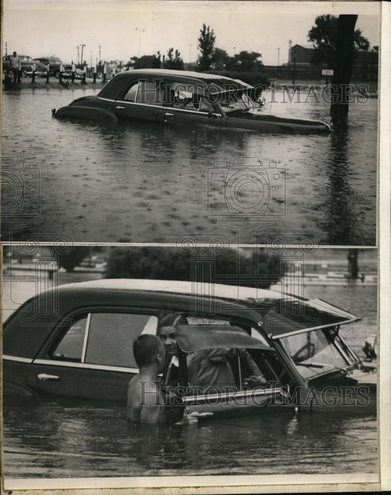 1953 Press Photo Minneapolis MN Jack Norton drove car into floods while drunk - Historic Images