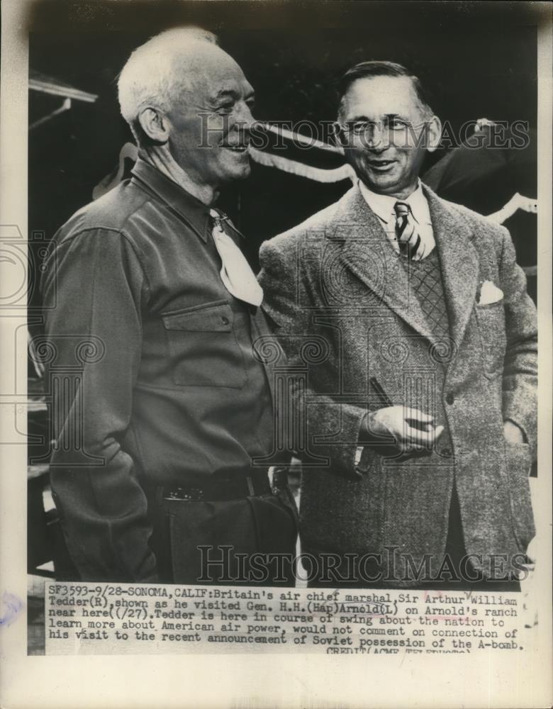 1949 Press Photo Sir Arthur William Tedder &amp; General H.H. Arnold in California - Historic Images