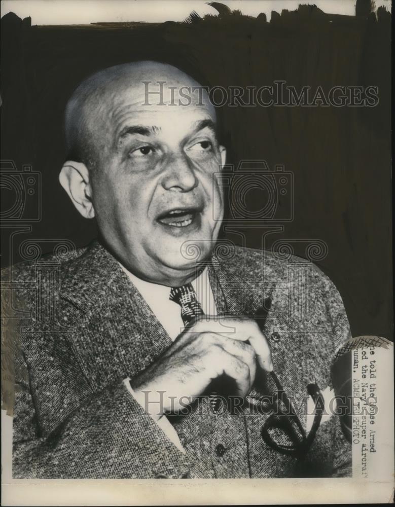 1949 Press Photo Defense Secretary Louis Johnson at a Senate hearing - neo20501 - Historic Images