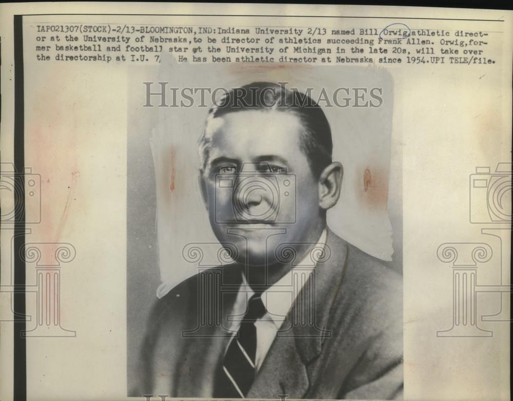 1961 Press Photo Bill Orwig, Athletic Director at University of Nebraska - Historic Images