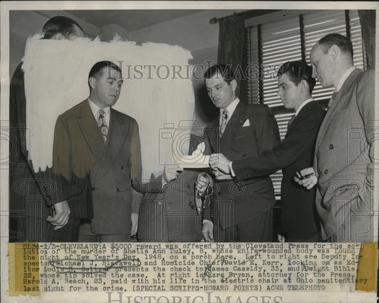 1949 Press Photo Clevveland Deputy MJ Blackwell, Ezra Bryan atty & HA Beach - Historic Images
