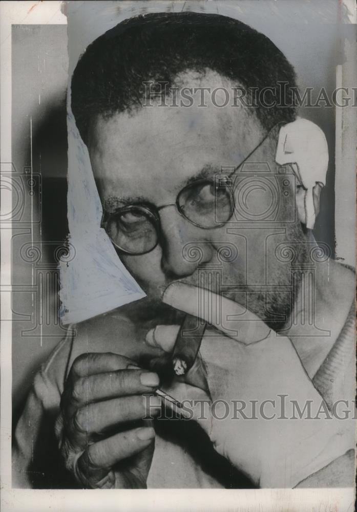 1953 Press Photo Ernest H. Schmidt After Gas Explosion Destroyed Home, Indiana - Historic Images