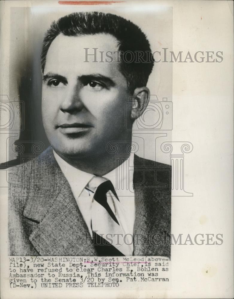 1953 Press Photo RW Scott McLeod new State Dept Security Chief in DC - neo25774 - Historic Images