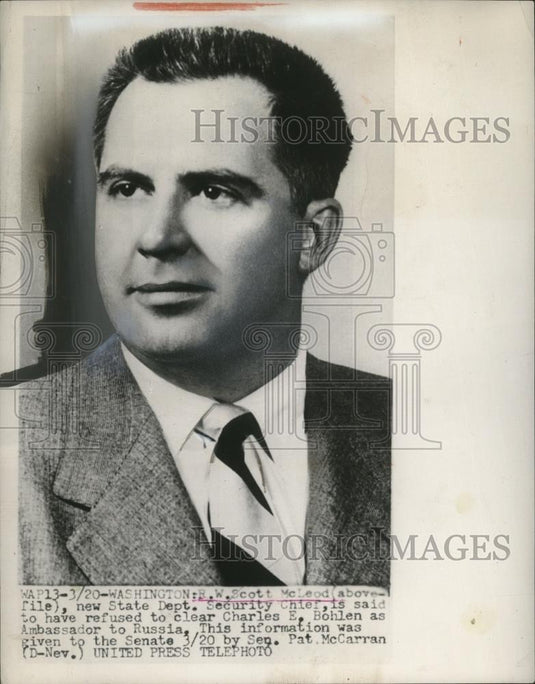 1953 Press Photo RW Scott McLeod new State Dept Security Chief in DC - neo25774 - Historic Images