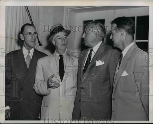 1953 Press Photo Dr. Robert Johnson Shown With His Top Aids - nep04795 - Historic Images