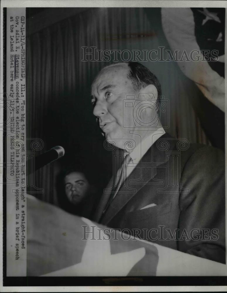 1952 Press Photo Gov. Adlai Stevenson Concedes The Election Of His Opponent - Historic Images