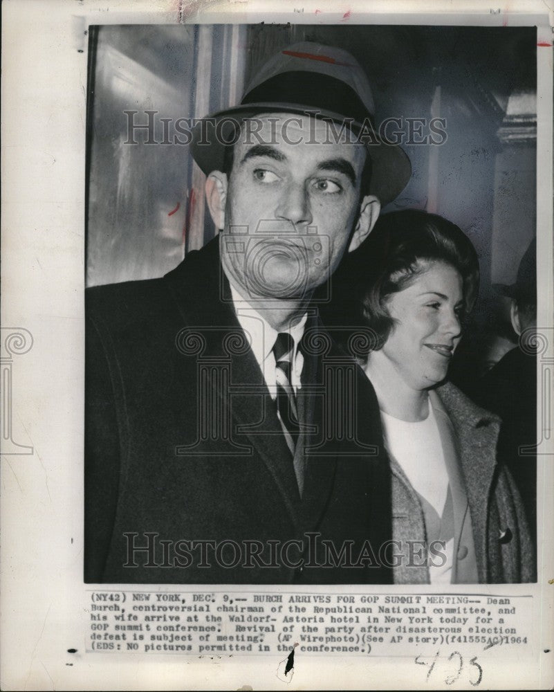 1964 Press Photo Burch Gop Summit Meet New York - Historic Images