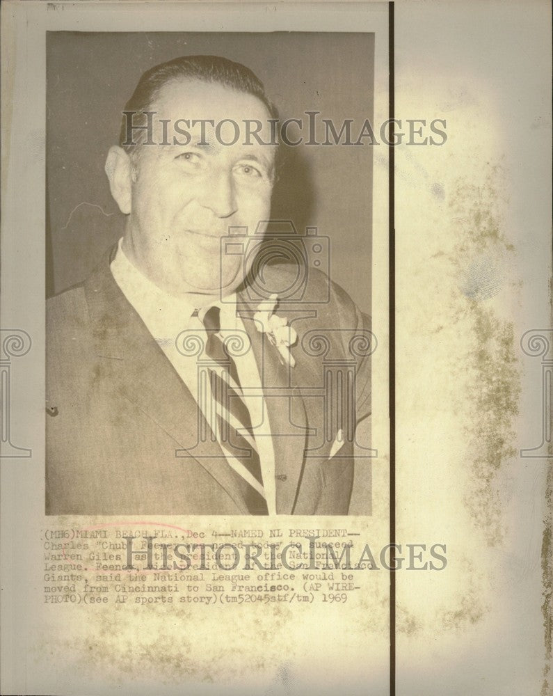 1969 Press Photo Charles Feeney Baseball president - Historic Images