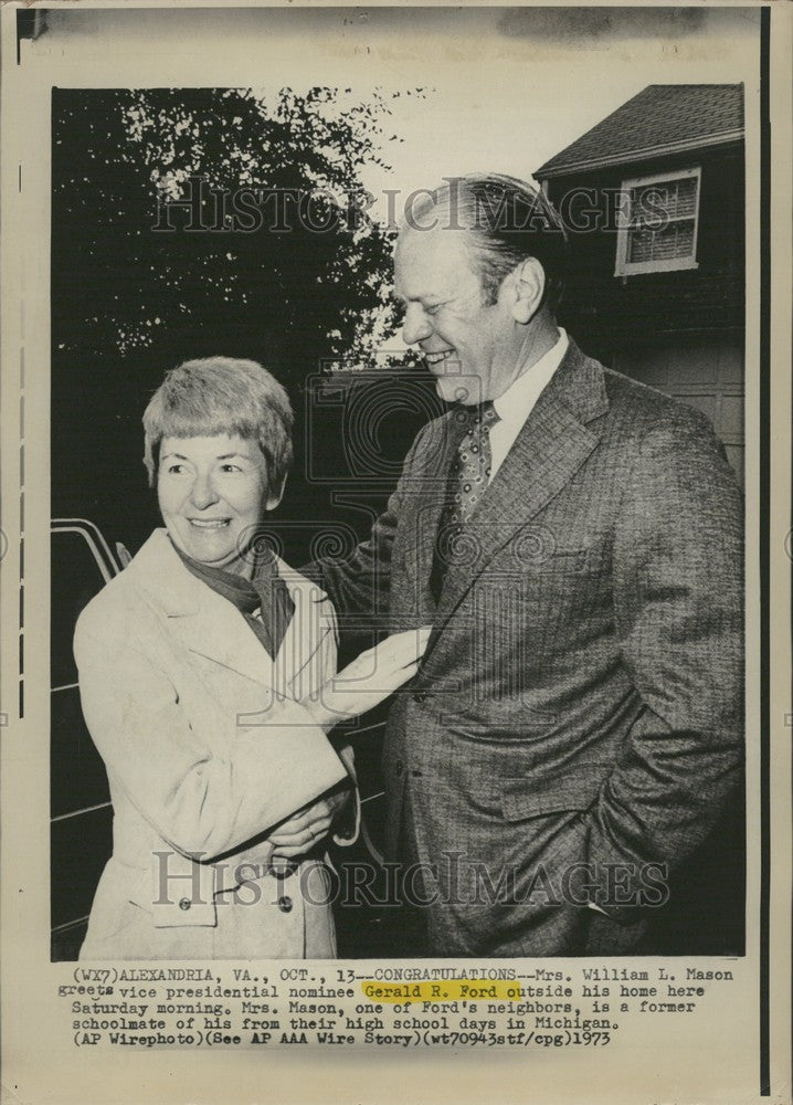 1973 Press Photo Gerald Ford President William Mason MI - Historic Images