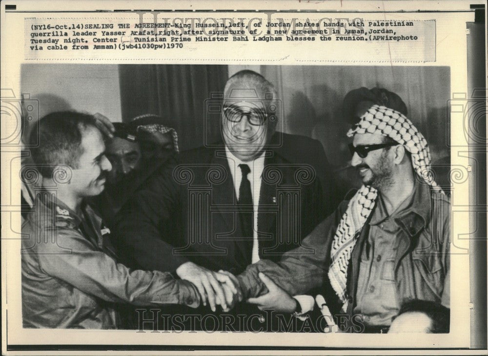 1970 Press Photo King Hussein Jordan Yasser Arafat - Historic Images